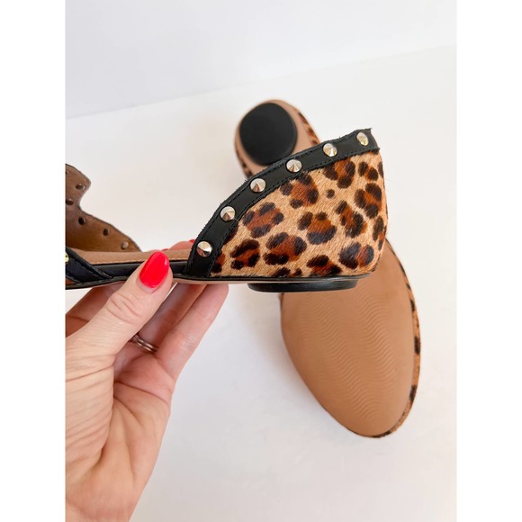 CORSO COMO Women's Brown/Black Calf Hair Leather Leopard Studded Flats size 8.5 - Picture 9 of 13